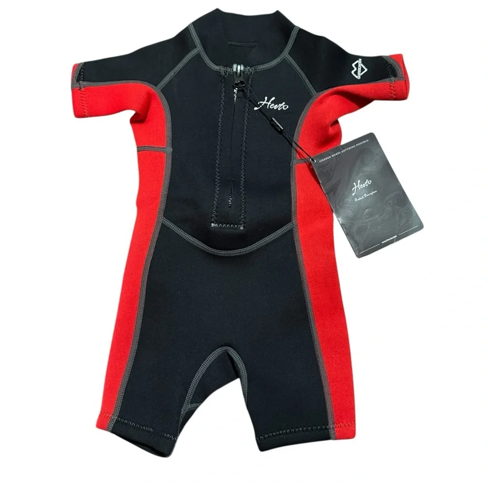 Toddler Neoprene Wetsuit - Red Black Short Sleeve - Picture 1 of 4